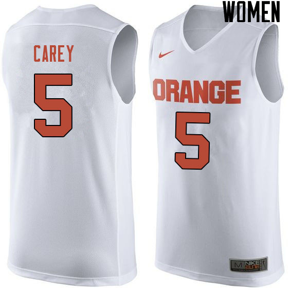 Women #5 Jalen Carey Syracuse White College Basketball Jerseys Sale-White